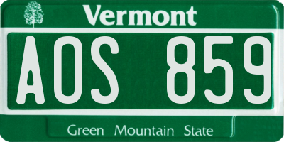 VT license plate AOS859