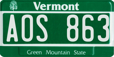 VT license plate AOS863