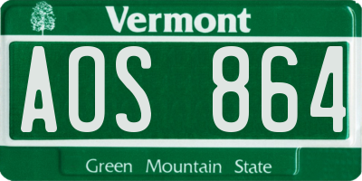 VT license plate AOS864
