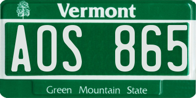 VT license plate AOS865