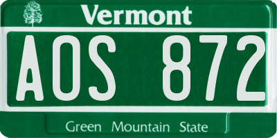 VT license plate AOS872