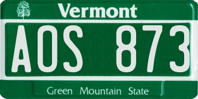 VT license plate AOS873