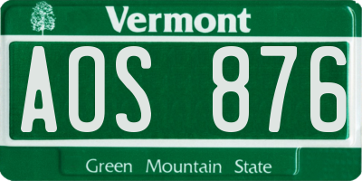VT license plate AOS876