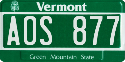 VT license plate AOS877
