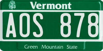 VT license plate AOS878