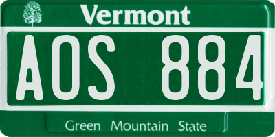VT license plate AOS884