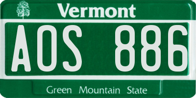 VT license plate AOS886