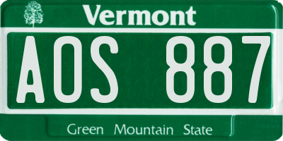 VT license plate AOS887