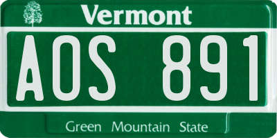 VT license plate AOS891