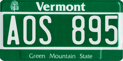 VT license plate AOS895