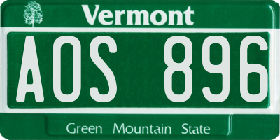 VT license plate AOS896