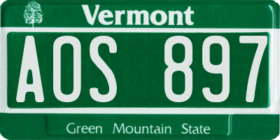 VT license plate AOS897