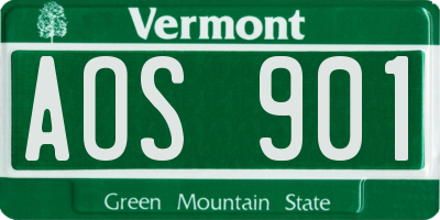 VT license plate AOS901