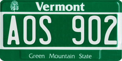 VT license plate AOS902