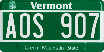 VT license plate AOS907