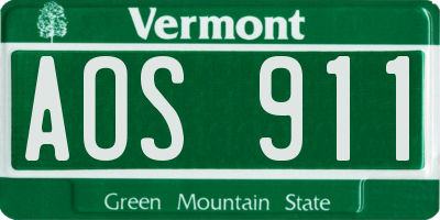 VT license plate AOS911