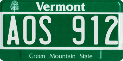 VT license plate AOS912