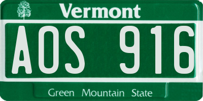 VT license plate AOS916