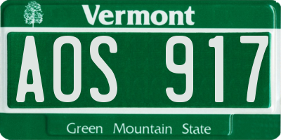VT license plate AOS917