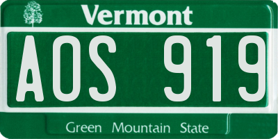 VT license plate AOS919