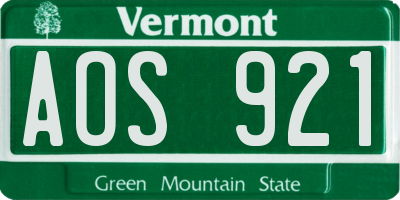 VT license plate AOS921