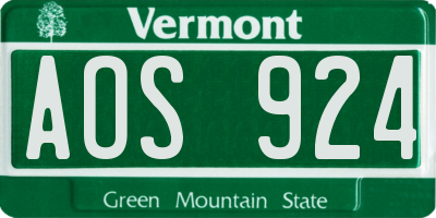 VT license plate AOS924