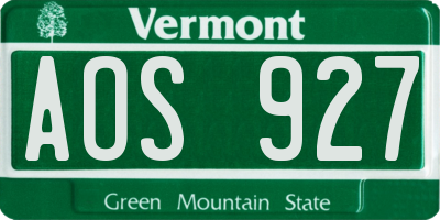 VT license plate AOS927
