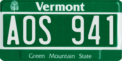VT license plate AOS941