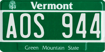 VT license plate AOS944