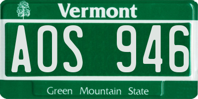 VT license plate AOS946