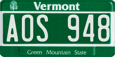 VT license plate AOS948