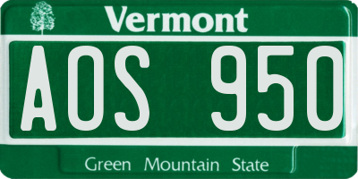 VT license plate AOS950