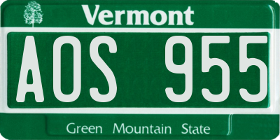 VT license plate AOS955