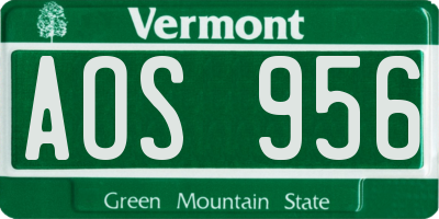 VT license plate AOS956