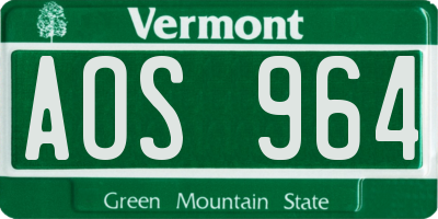 VT license plate AOS964