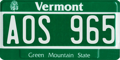 VT license plate AOS965