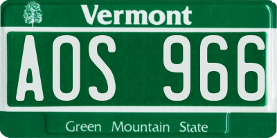 VT license plate AOS966