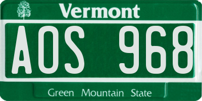 VT license plate AOS968