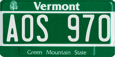 VT license plate AOS970