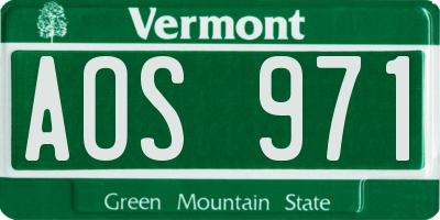 VT license plate AOS971