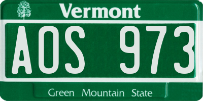 VT license plate AOS973