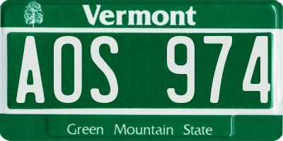 VT license plate AOS974