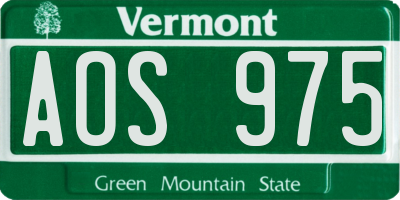 VT license plate AOS975