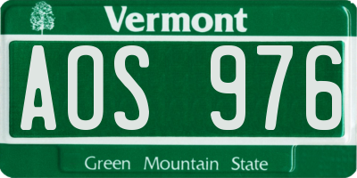 VT license plate AOS976