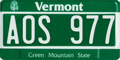 VT license plate AOS977