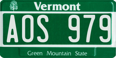 VT license plate AOS979