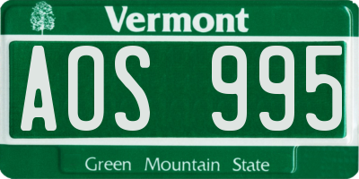 VT license plate AOS995
