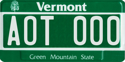 VT license plate AOT000