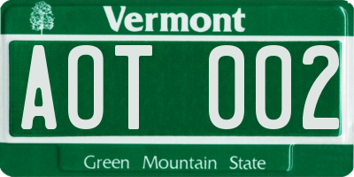 VT license plate AOT002