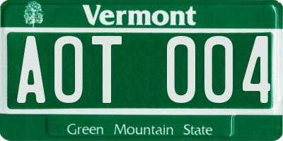 VT license plate AOT004